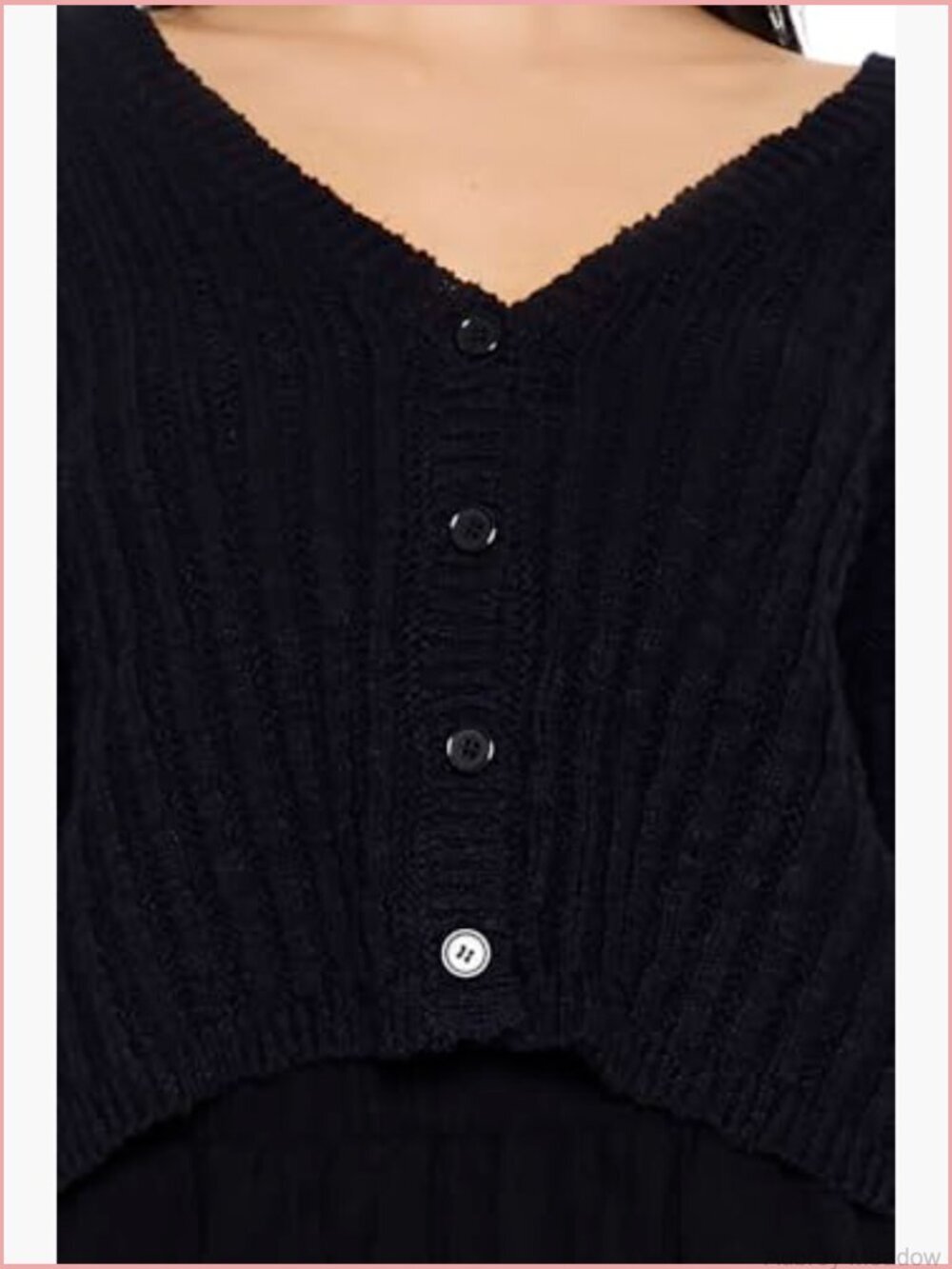 Classic Ribbed Knit Cardigan with Button Front - Picture 5 of 5
